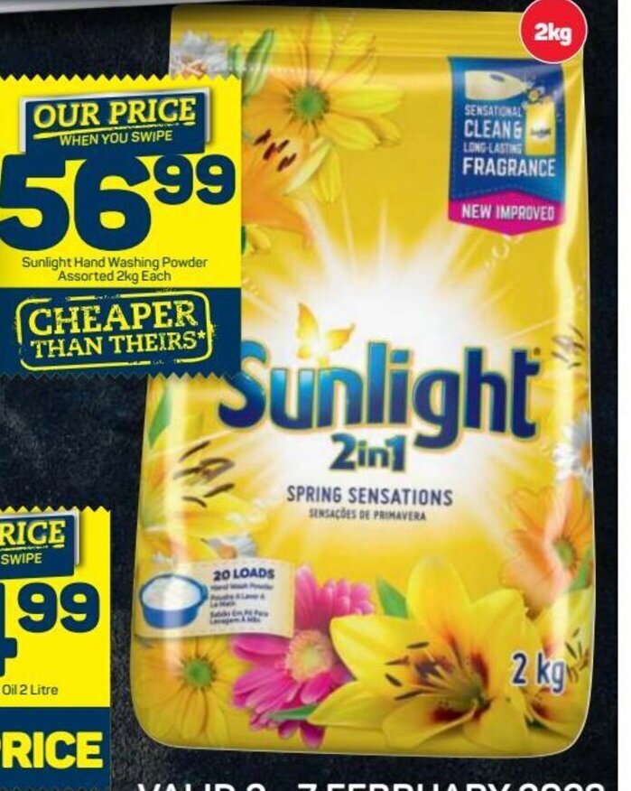 Sunlight Hand Washing Powder Assorted 2kg Each offer at Pick n Pay