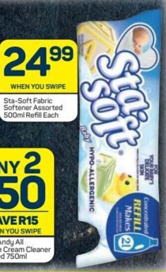 Sta-Soft Fabric Softener Assorted 500ml Refill Each