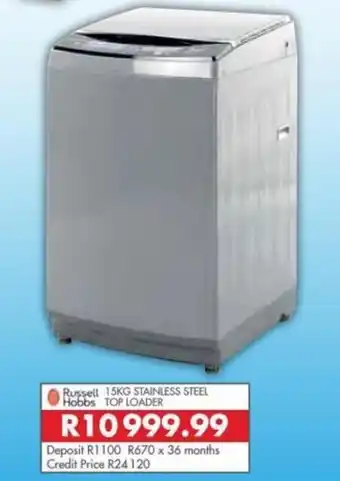 Beares Russell Hobbs 15kg Stainless Steel Top Loader offer
