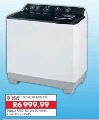 Beares Russell Hobbs 15kg G/Air Twin Tub offer