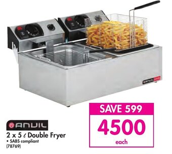 Anvil 2x5 ℓ Double Fryer