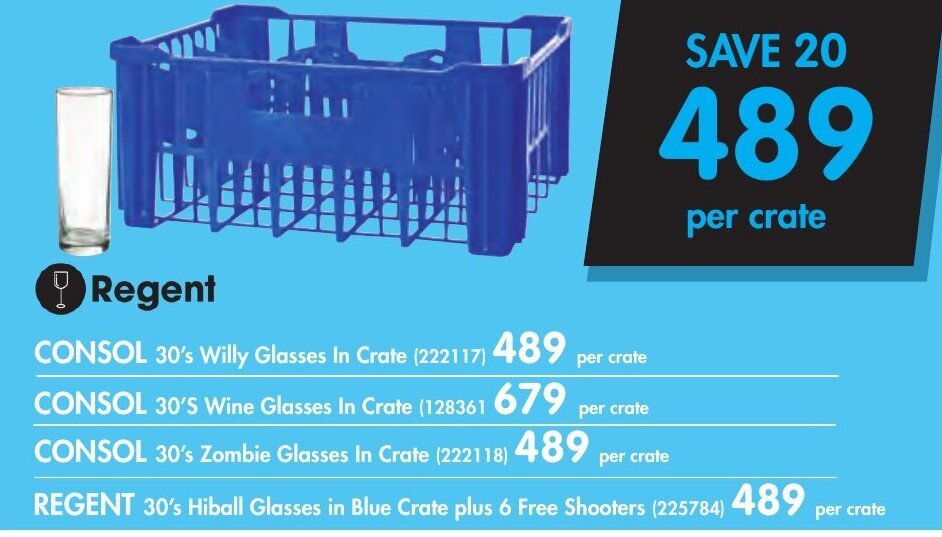 Regent Consol 30's Willy Glassed in crate offer at Makro