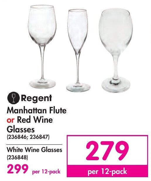 Regent Manhattan Flute or Red Wine Glasses offer at Makro