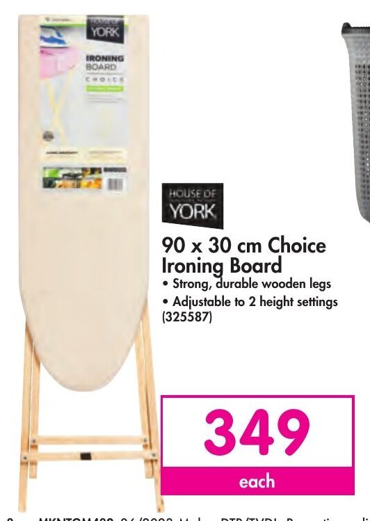 House of York 90x30 cm Choice Ironing Board offer at Makro