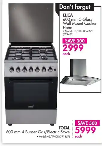 Makro Total 600mm 4-Burner Gas/ Electric Stove offer