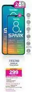 Game 2 x tecno spark 8c smartphone-on 1gb red top up core more data + on promo 70 offer