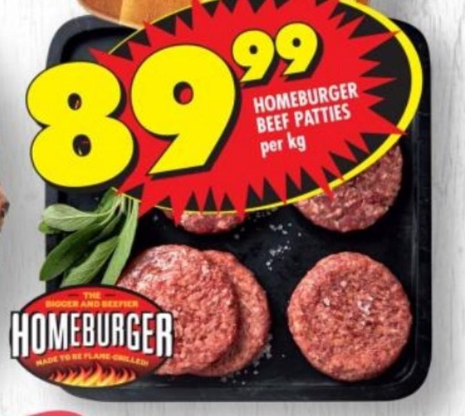 Homeburger Beef Patties per kg offer at Shoprite