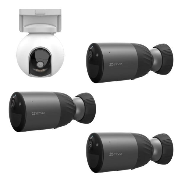 Ezviz white hb8 2k+ batterypowered pan and tilt wifi camera and ezviz