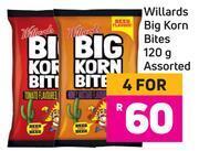 Game Willards big korn bites assorted-for 4 x 120g offer