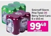 Game Smrinoff storm pine twist or berry twist cans-6 x 440ml per pack offer