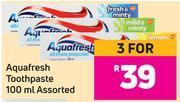Game Aquafresh toothpaste assorted-for 3 x 100ml offer