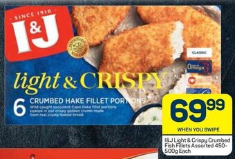 Pick n Pay I&J Light & Crispy Crumbed Fish Fillets Assorted 450-500g offer