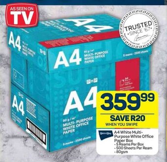 Pick n Pay A4 White Multi-Purpose White Office Paper Box offer