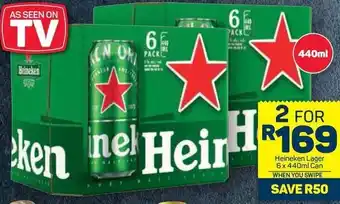 Pick n Pay Heineken Lager 6x440ml Can offer