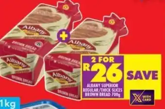 Shoprite Albany Superior Regular/Thick Slices Brown Bread 700g offer