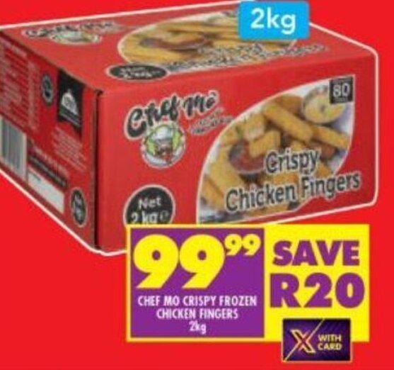 Chef MO Crispy Frozen Chicken Fingers 2kg offer at Shoprite