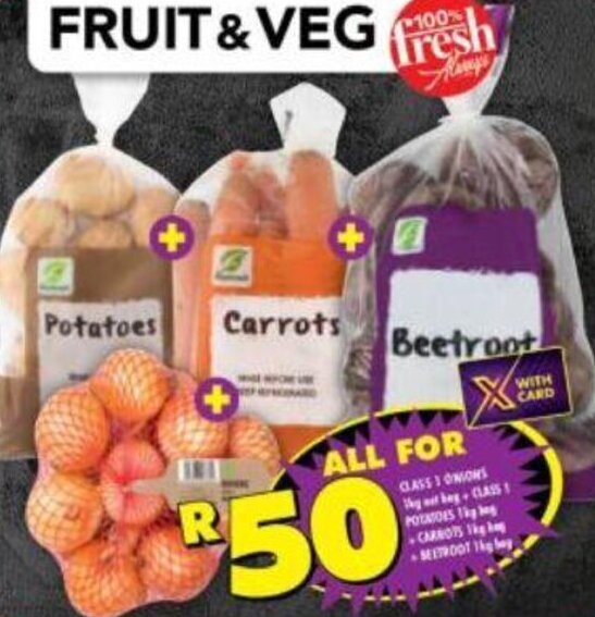 Potatoes 1kg, Carrots 1kg, Beetroot 1kg offer at Shoprite