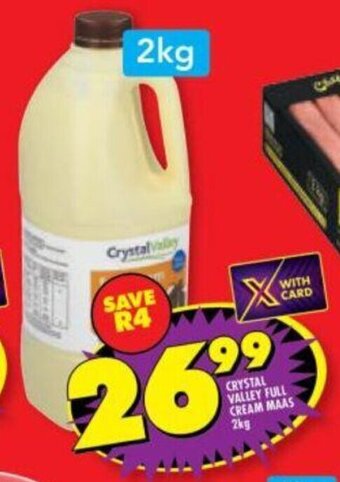 Shoprite Crystal Valley Full Cream Maas 2kg offer