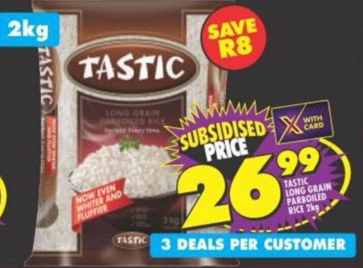 Tastic Long Grain Parboiled Rice 2kg offer at Shoprite