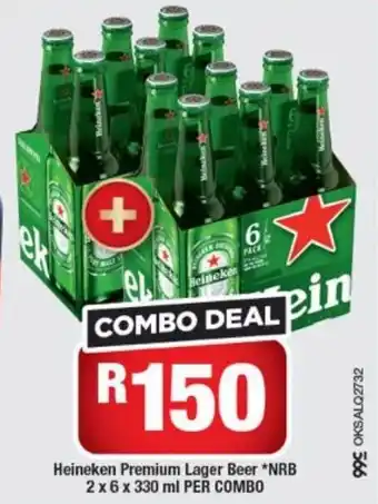 OK Liquor Heineken Premium Lager Beer NRB 2x6x330ml per combo offer