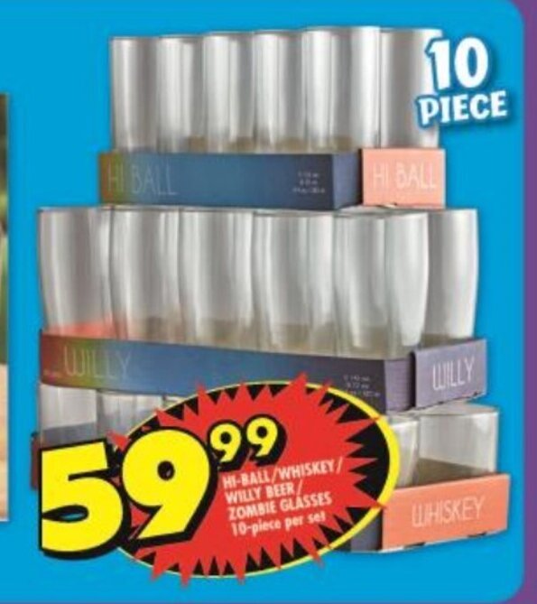 HiBall/ Whiskey/ Willy Beer/ Zombie Glasses offer at Shoprite
