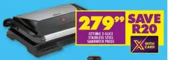 Shoprite Ottimo 2-Slice Stainless Steel Sandwich Press offer