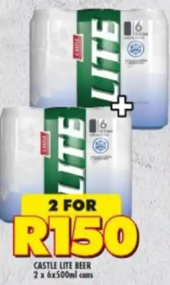 Shoprite Castle Lite Beer 2 x 6x500ml cans offer