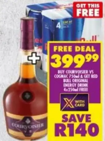 Shoprite Buy Courvoisier VS Cognac 750ml & get Red Bull Original Energy Drink 4x250ml Free offer