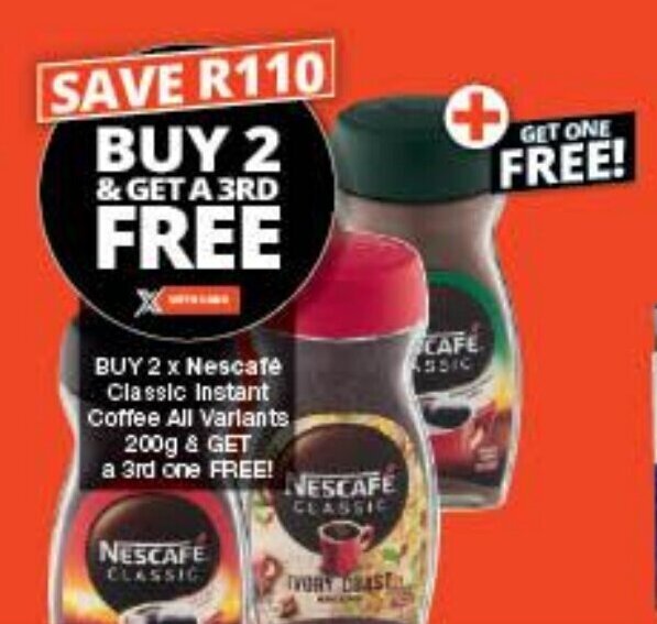 Buy 2 x Nescafe Classic Instant Coffee All Variants 200g & Get a 3rd