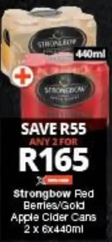 Checkers Strongbow Pad Berries/Gold Apple Cider Cans 2x6x440ml offer