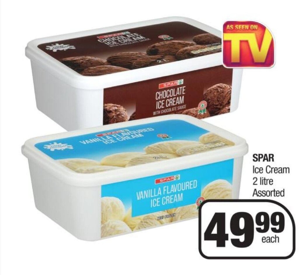 Spar Ice Cream 2 litre Assorted offer at Spar