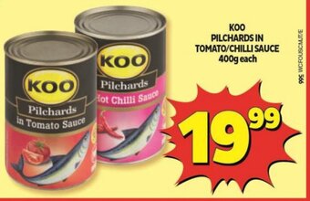 Usave Koo Pilchards In Tomato/Chilli Sauce 400g each offer