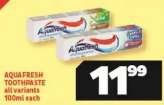Usave Aquafresh Toothpaste 100ml each offer