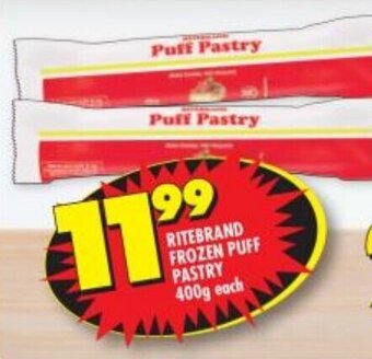 Shoprite Ritebrand Frozen Puff Pastry 400g each offer