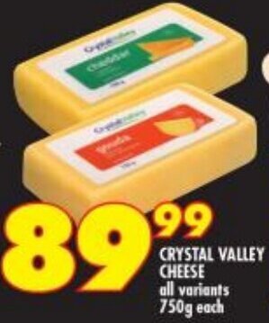 Shoprite Crystal Valley Cheese 750g each offer