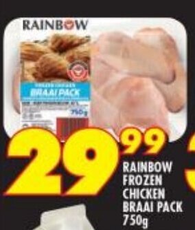 Shoprite Rainbow Frozen Chicken Braai Pack 750g offer