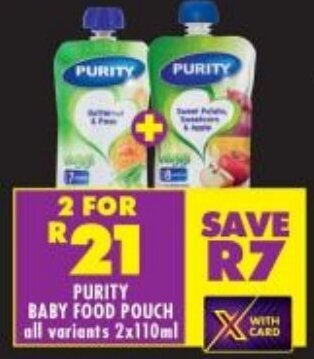 Purity Baby Food Pouch all variants 2x110ml