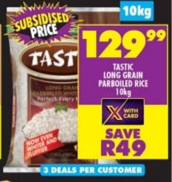 Shoprite Tastic Long Grain Parboiled Rice 10kg offer