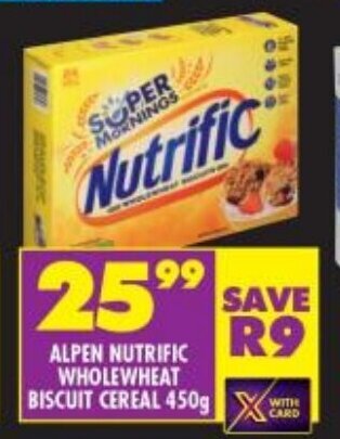 Alpen Nutrific Wholewheat Biscuit Cereal 450g