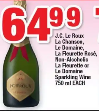 OK Foods J.C. Le Roux La Chanson, Le Domaine, La Fleurette Rose, Non-Alcoholic La Fleurette or Le Domaine Sparkling Wine 750ml each offer