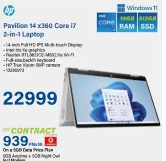 Incredible Connection HP Pavilion 14x360 Core i7 2-in-1 Laptop offer