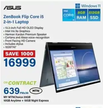 Incredible Connection Asus Zenbook Flip Core i5 2-in-1 Laptop offer