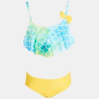 Zando Utopia girls 2 piece mermaid swimsuit yellow/green/blue offer