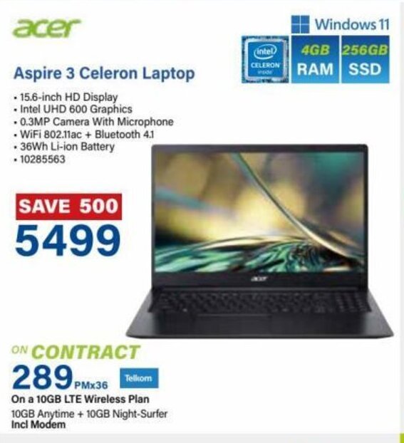 Acer Aspire 3 Celeron Laptop offer at Incredible Connection