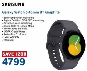 Incredible Connection Samsung Galaxy Watch 5 40mm BT Graphite offer
