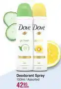 Dis-Chem Dove deodorant spray assorted-150ml each offer