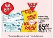 Dis-Chem Pure soap value pack-4 x 150g per pack offer