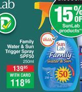 Dis-Chem Sun lab family water & sun trigger spray spf50-250ml offer