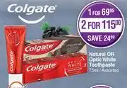 Dis-Chem Colgate natural or optic white toothpaste assorted-75ml offer