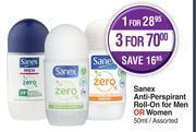 Dis-Chem Sanex anti perspirant roll on for men or women assorted-50ml offer